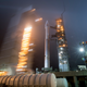 Rollback of the tower exposing the Atlas V rocket.
